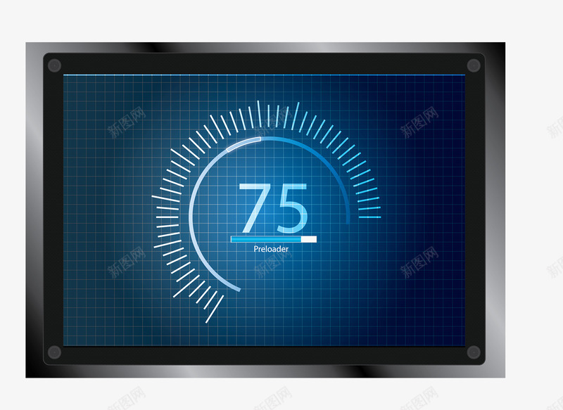 加载75的屏幕png免抠素材_新图网 https://ixintu.com 技术 科学 科技 蓝色屏幕 进度条