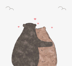 卡通手绘情人节情侣熊装饰素材