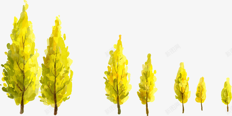 手绘秋季树木风格png免抠素材_新图网 https://ixintu.com 树木 秋季 风格