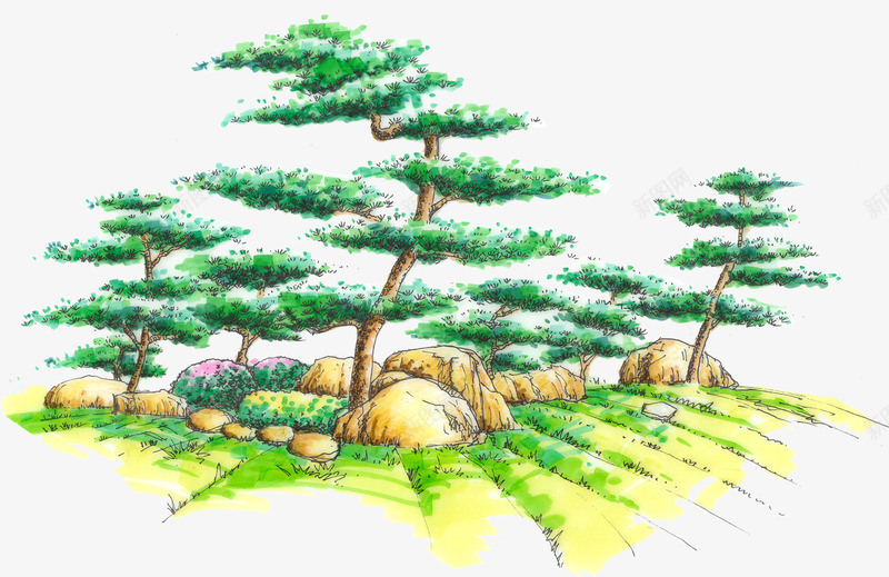 创意合成水彩公园森林松树png免抠素材_新图网 https://ixintu.com 公园 创意 合成 松树 森林 水彩