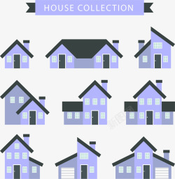 蓝紫色小房子建筑素材