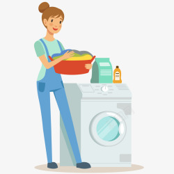 清洁服务小广告清洁工洗衣服插画矢量图高清图片