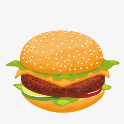 卡通美食装饰插画汉堡素材