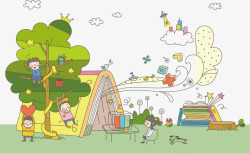 手绘军用帐篷插画儿童卡通矢量图高清图片