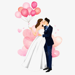 粉色包装盒子浪漫婚姻卡通插画高清图片