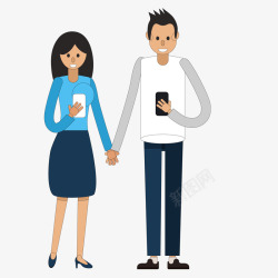 情人节玩手机的情侣人物高清图片