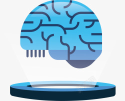 蓝色人工智能大脑矢量图素材