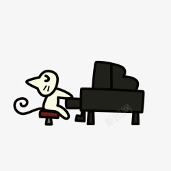 钢琴动物手绘小猫弹钢琴高清图片