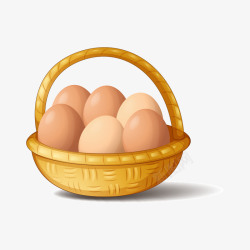 新鲜鸡蛋标签篮中鸡蛋插画矢量图高清图片