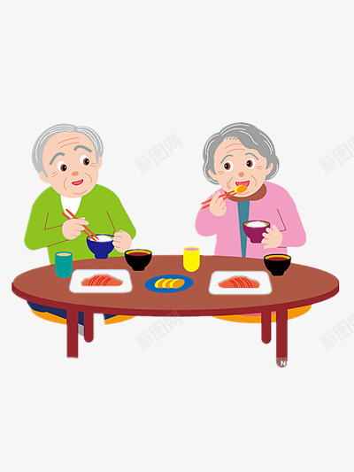 一起吃饭的老夫妻png免抠素材_新图网 https://ixintu.com 吃饭 和谐 家庭 素材
