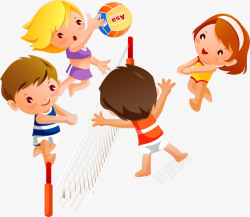 儿童沙滩裙打沙滩排球的小孩高清图片