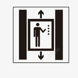 电梯下来黑白电梯标志上下箭头图标高清图片