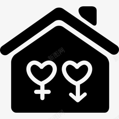 家庭与性别符号象征的变体的心形状图标图标