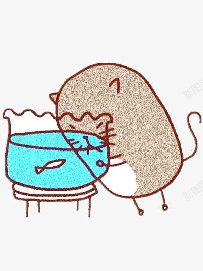 想喝水的小猫咪png免抠素材_新图网 https://ixintu.com 动作 动物 卡通 可爱 猫喝水