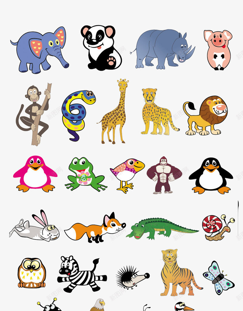 卡通手绘动物集合png免抠素材_新图网 https://ixintu.com 动物 卡通 卡通动物 集合