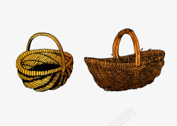 竹条手工编织的篮子素材