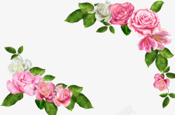 玫瑰角边玫瑰花角框高清图片
