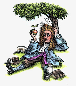 简约牛顿苹果插画素材