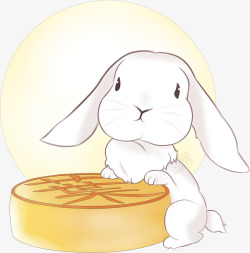中秋节月兔月饼图案插画素材