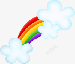 唯美精美卡通可爱彩虹云朵素材
