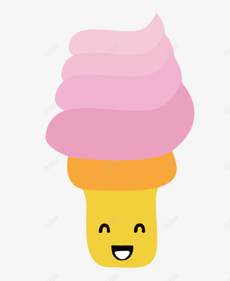 卡通笑脸冰淇淋png免抠素材_新图网 https://ixintu.com 冰淇淋 卡通 可爱 笑脸