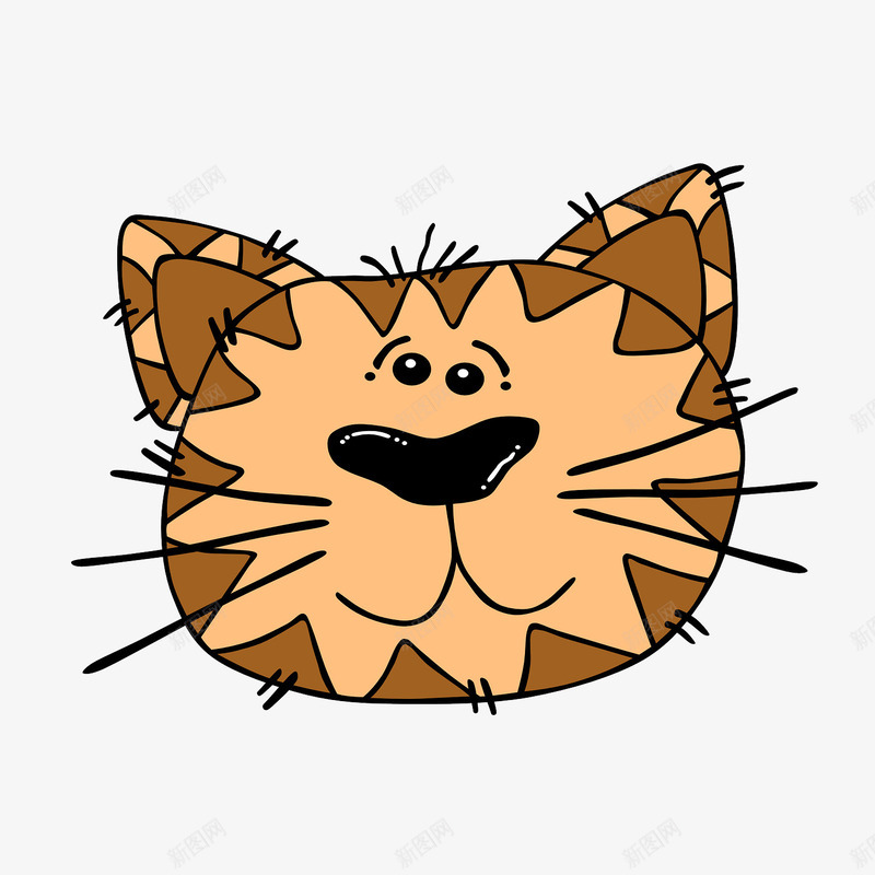 卡通猫头png免抠素材_新图网 https://ixintu.com 动物 可爱的 头像 小猫 棕色的 毛发 猫咪 耳朵