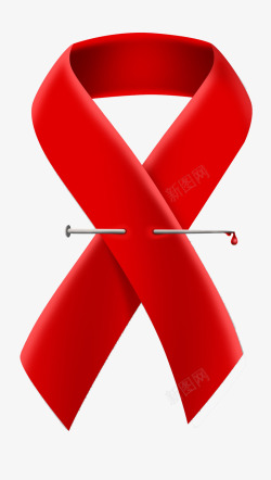 无针艾滋病红丝带和别针插画高清图片