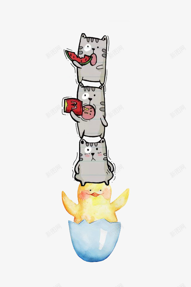 手绘小猫png免抠素材_新图网 https://ixintu.com 小猫 手绘 手绘画 猫