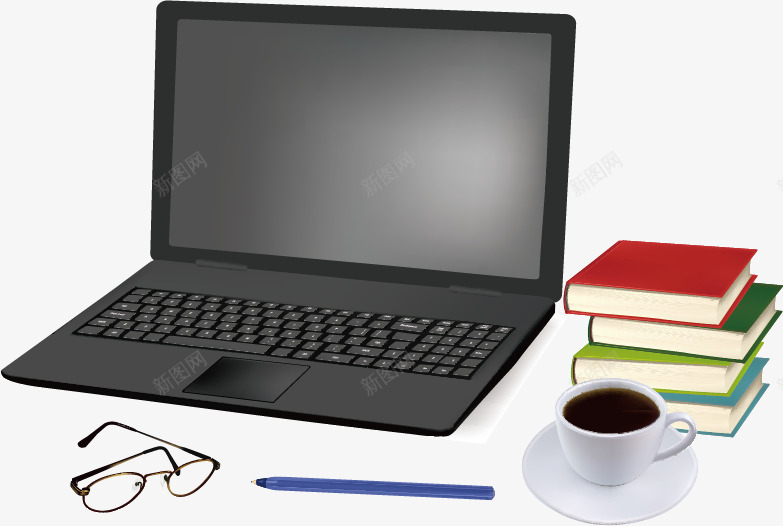 工作用品png免抠素材_新图网 https://ixintu.com 书 办公用品 咖啡 商务 眼镜 笔 笔记本电脑