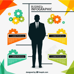 男子剪影商务信息图矢量图素材