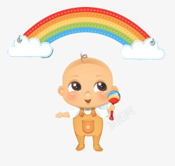 木有婴儿和彩虹矢量图高清图片