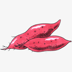 红薯素材卡通手绘红色红薯插画高清图片