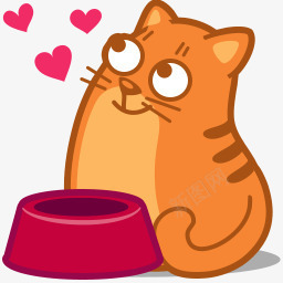 等饭的橙色小猫卡通png免抠素材_新图网 https://ixintu.com 卡通 橙色