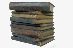 黑色皮质破旧堆起来的书实物素材