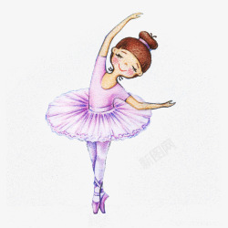 优雅跳舞手绘可爱的芭蕾舞女孩插画高清图片