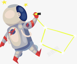 创意画画卡通创意画画宇航员人物插画高清图片