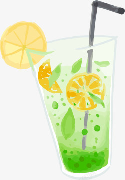 夏季清新饮料果汁卡通手绘彩色果汁插画装饰矢量图高清图片