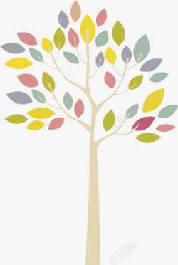 彩色信用卡线条插画手绘树木高清图片