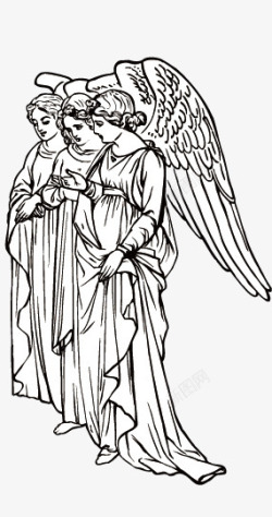 素描天使手绘天使矢量图高清图片