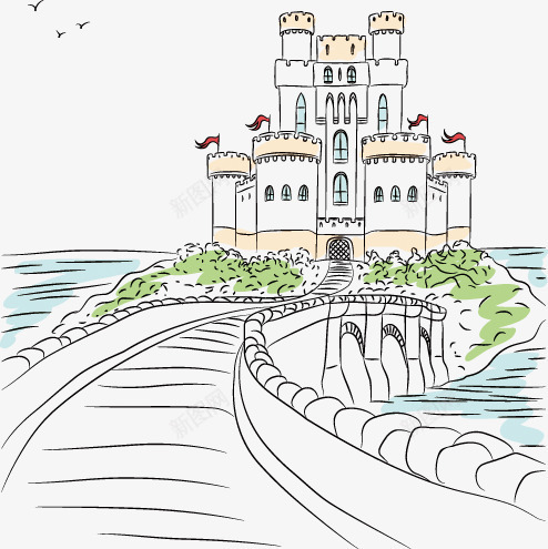 手绘风景插画矢量图eps免抠素材_新图网 https://ixintu.com 出国旅行 十一旅行 城镇 彩绘矢量 手绘建筑 插画 欧式建筑 金秋出游节 矢量图