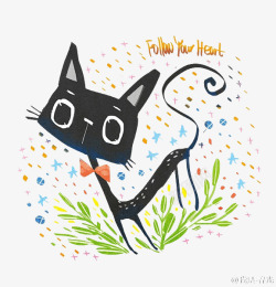 卡通黑猫素材