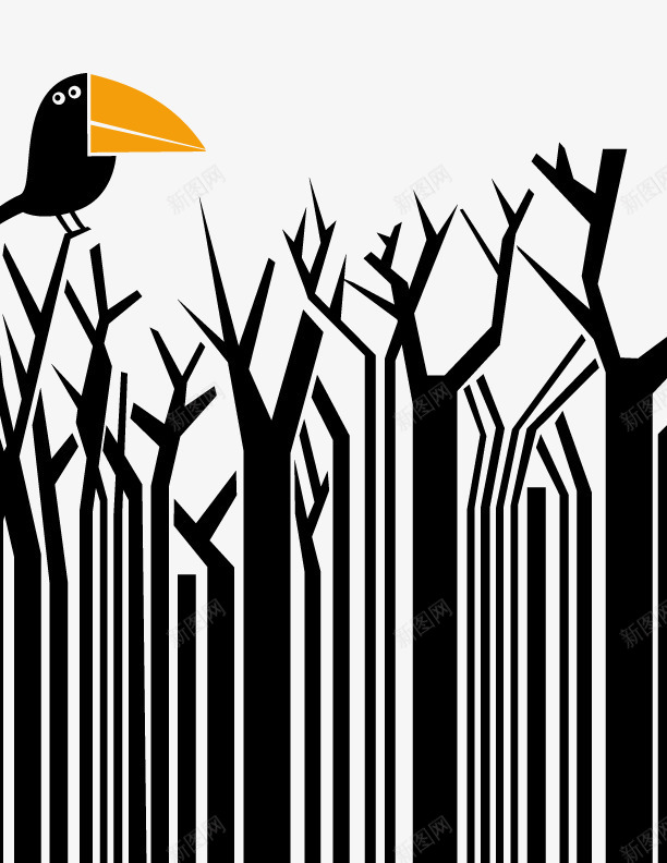 乌鸦和树枝png免抠素材_新图网 https://ixintu.com 乌鸦 卡通 娱乐 树枝 黑色