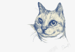 猫线手绘猫咪头高清图片