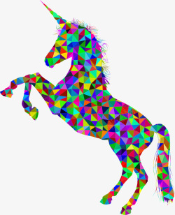彩色的马几何彩虹色的尖角马高清图片