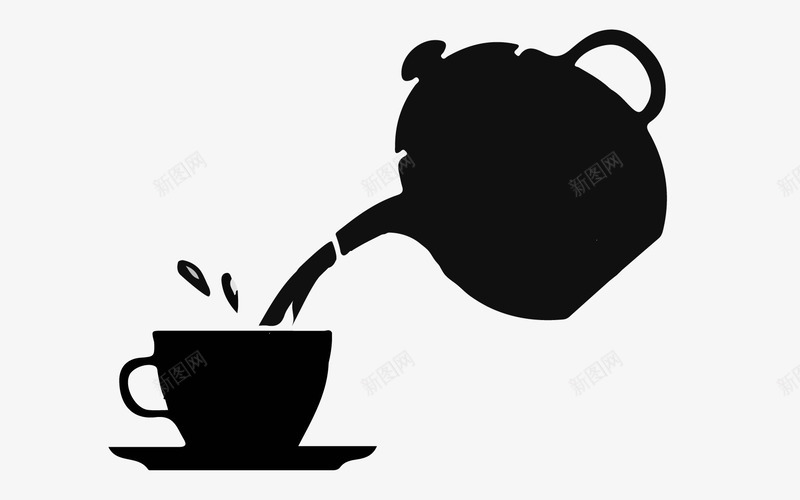 冲茶图标png_新图网 https://ixintu.com ICON tea 冲茶 图标 图案 插图 时尚 欧式茶杯 泡茶 潮流 热气 热茶 茶具 茶叶袋 茶壶 饮料 黑色
