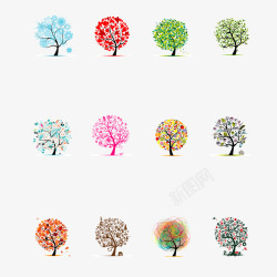 彩色创意树矢量图素材