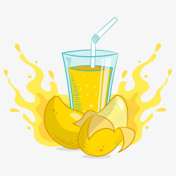 手绘芒果汁芒果汁创意广告矢量图高清图片
