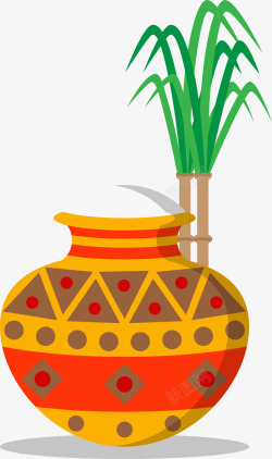 竹子卡通瓷器印度节矢量图素材