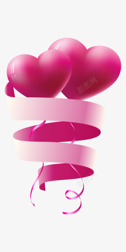 情人节紫色丝带气球素材