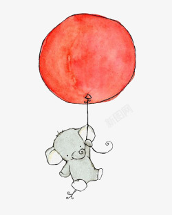 大象气球儿童插画高清图片